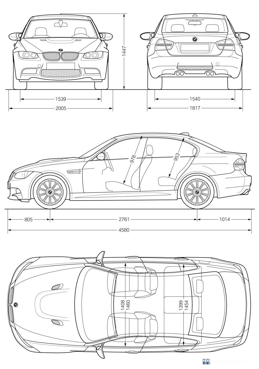 BMW M3 Limousine Außen- und Innenabmessungen