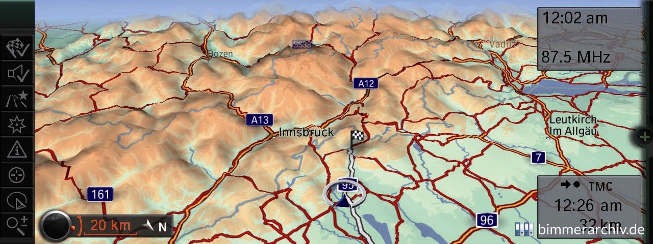 BMW Navigation System Professional, 3D Darstellung eines Gebirges